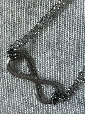 Italy Sterling Silver Double Chain Infinity Necklace Maker marks